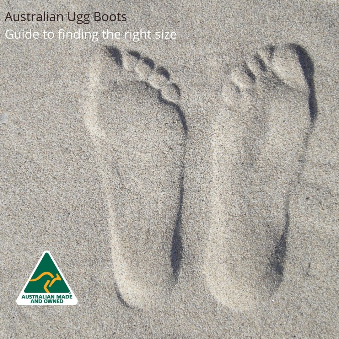 Feet imprint in sand - Guide to finding the correct size in Australian Ugg Boots