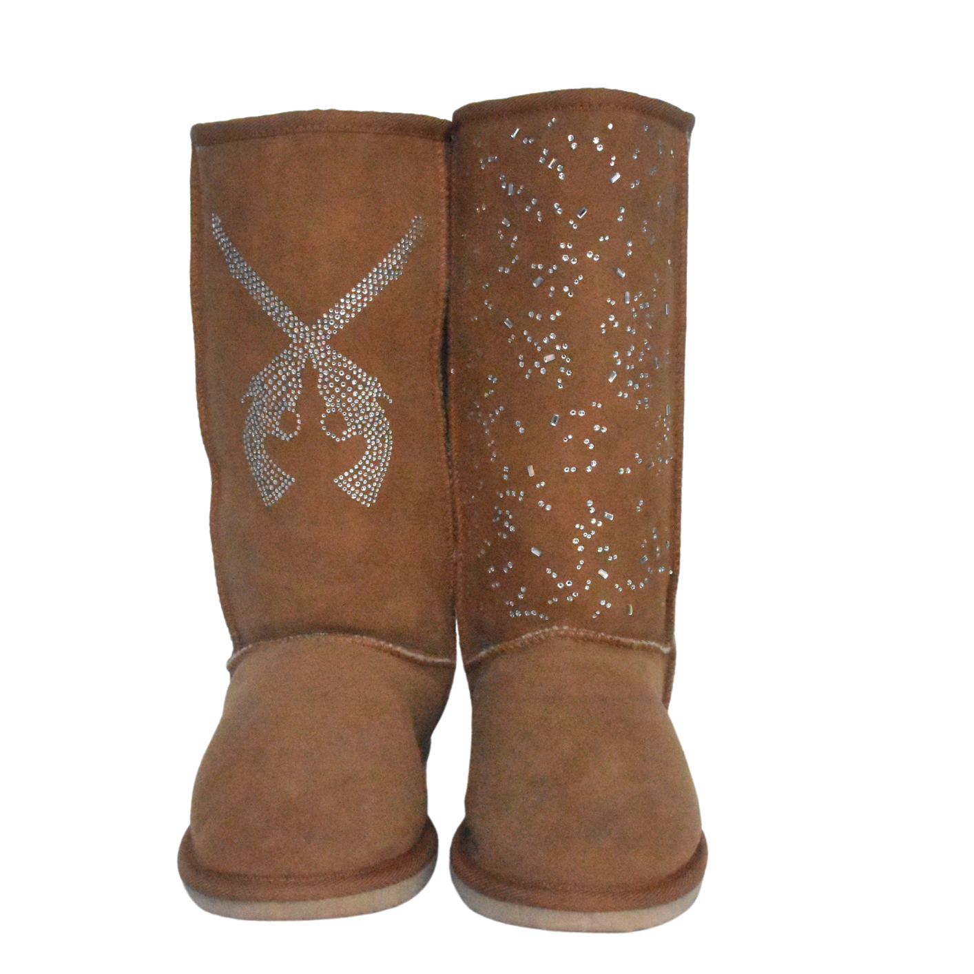 CLEARANCE CLASSIC TALL BOOTS CHESTNUT (with Swarovski glitter design) - AU WOMEN'S 7 | MEN'S 6