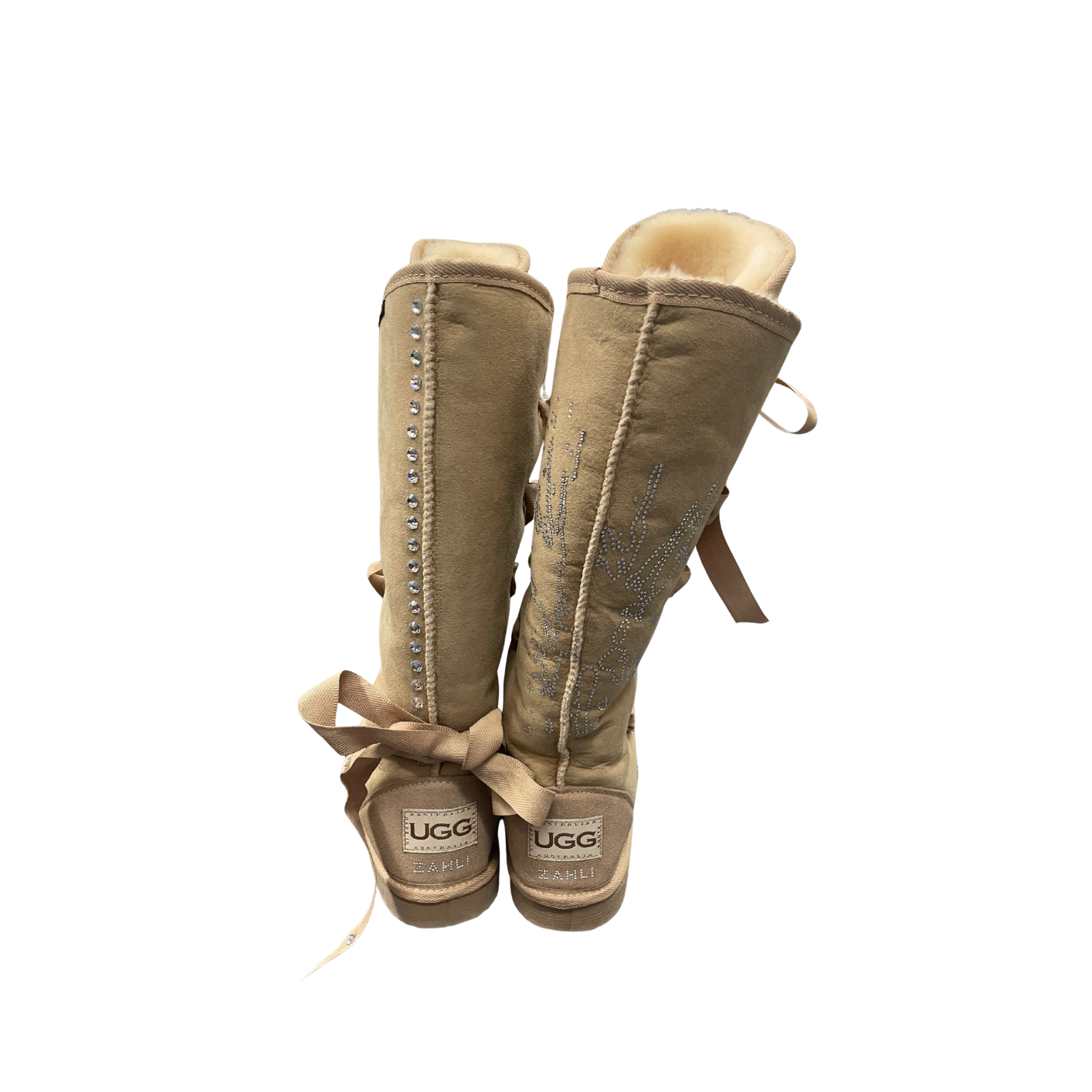 CLEARANCE DANCE TALL BOOTS SAND with Swarovski crystals - AU WOMEN'S 7 | MEN'S 6