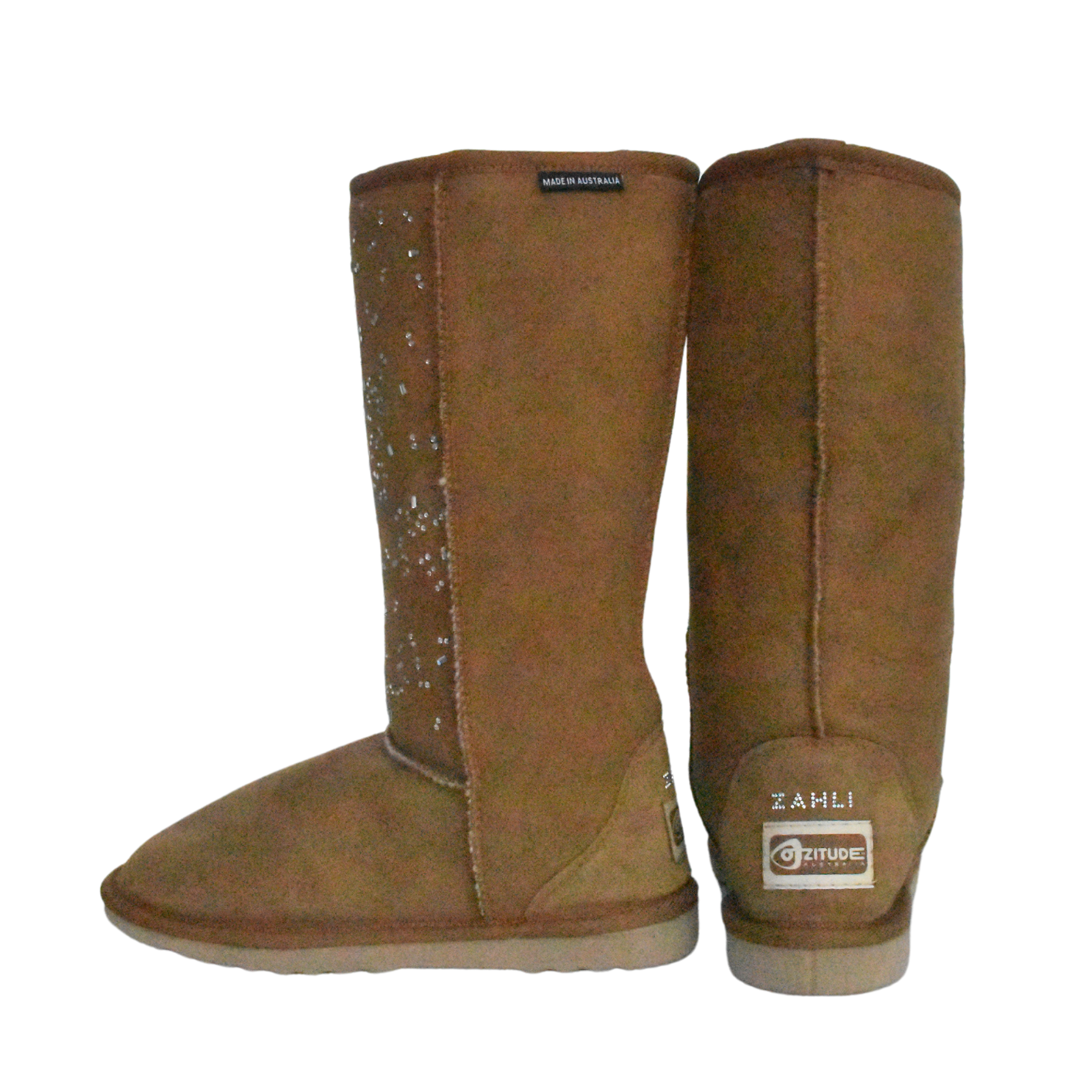 CLEARANCE CLASSIC TALL BOOTS CHESTNUT (with Swarovski glitter design) - AU WOMEN'S 7 | MEN'S 6