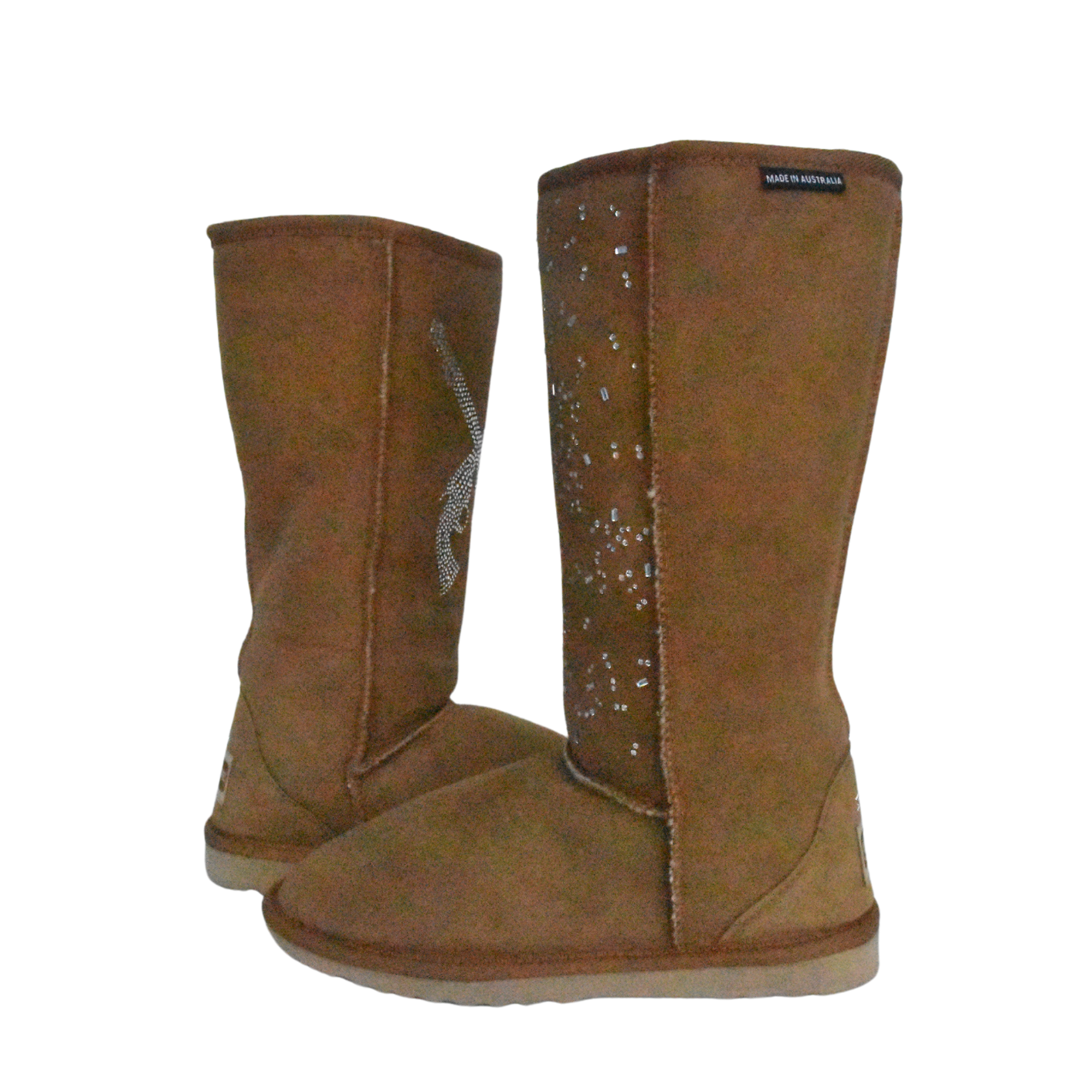 CLEARANCE CLASSIC TALL BOOTS CHESTNUT (with Swarovski glitter design) - AU WOMEN'S 7 | MEN'S 6