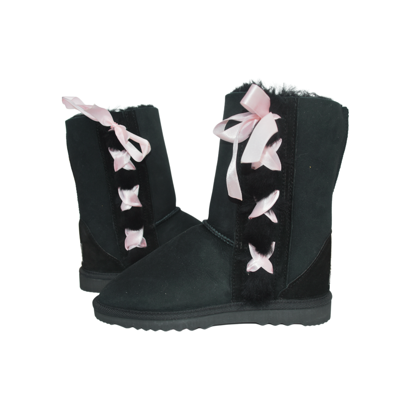 CLEARANCE XBOW BOOTS BLACK with Pink Ribbon - AU Women's 6 | AU Men's 5