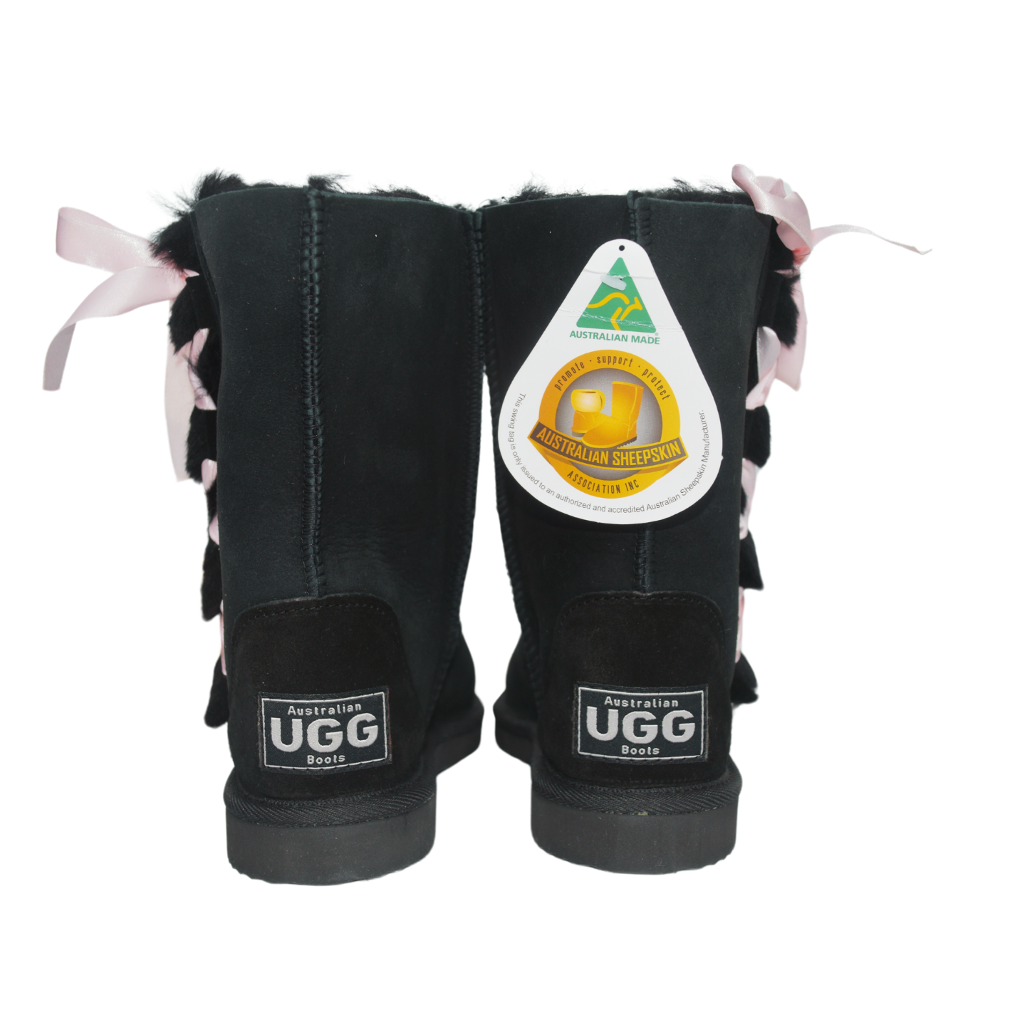 CLEARANCE XBOW BOOTS BLACK with Pink Ribbon - AU Women's 6 | AU Men's 5