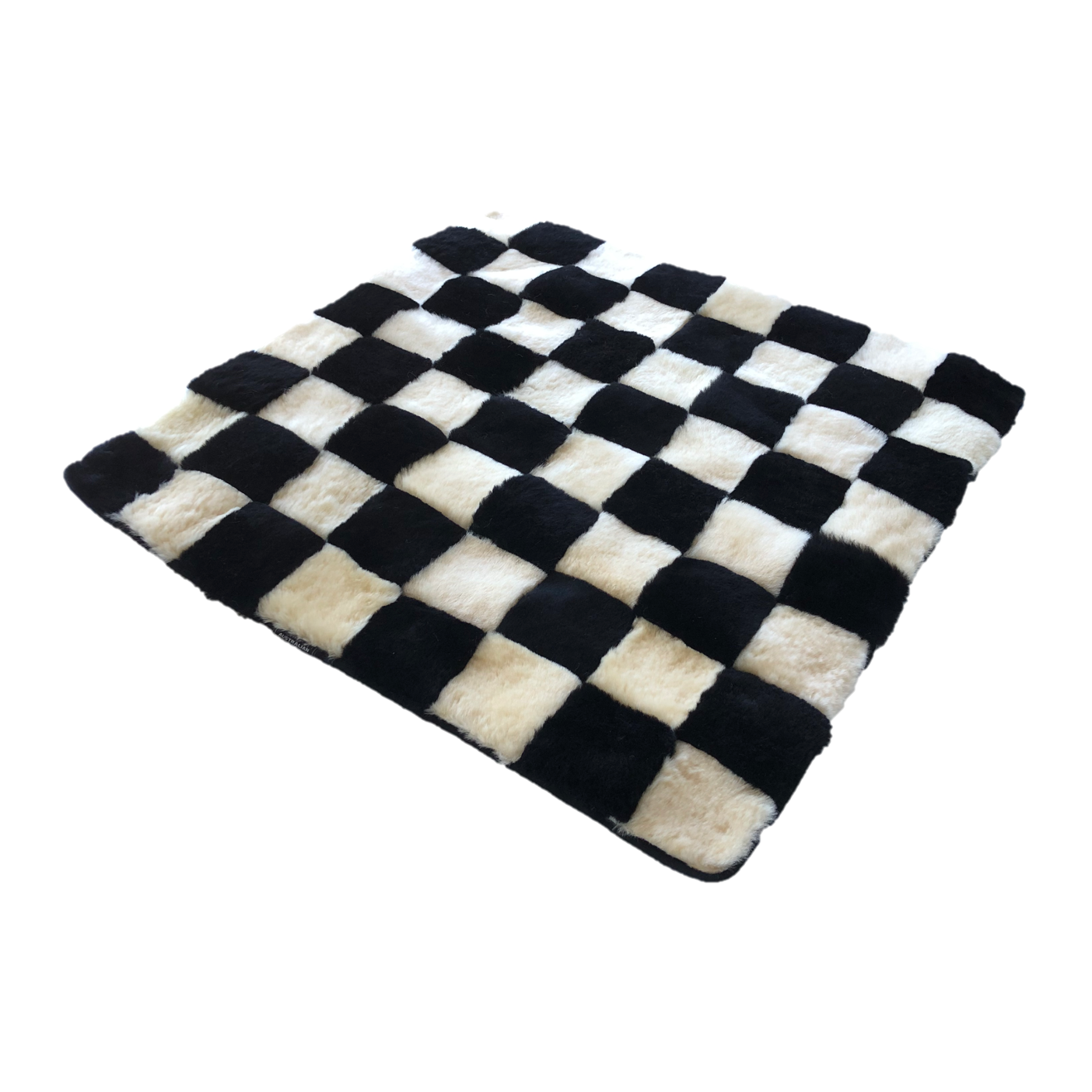 Black and White Checkerboard sheepskin mat. Australian Made. 8x8