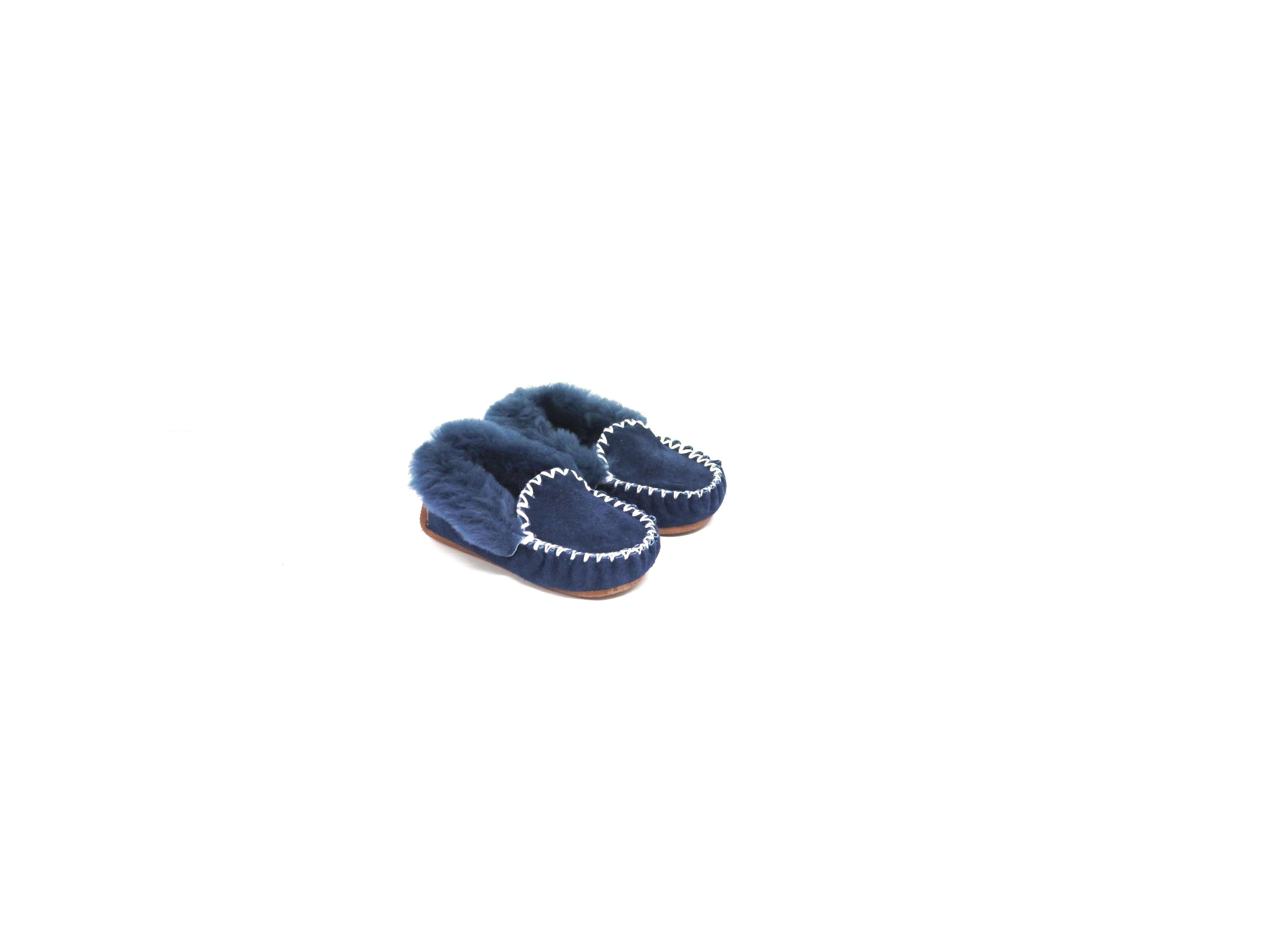 CLEARANCE TRADITIONAL MOCCASINS NAVY BLUE - AU KIDS 12 (approx. 5 year old)