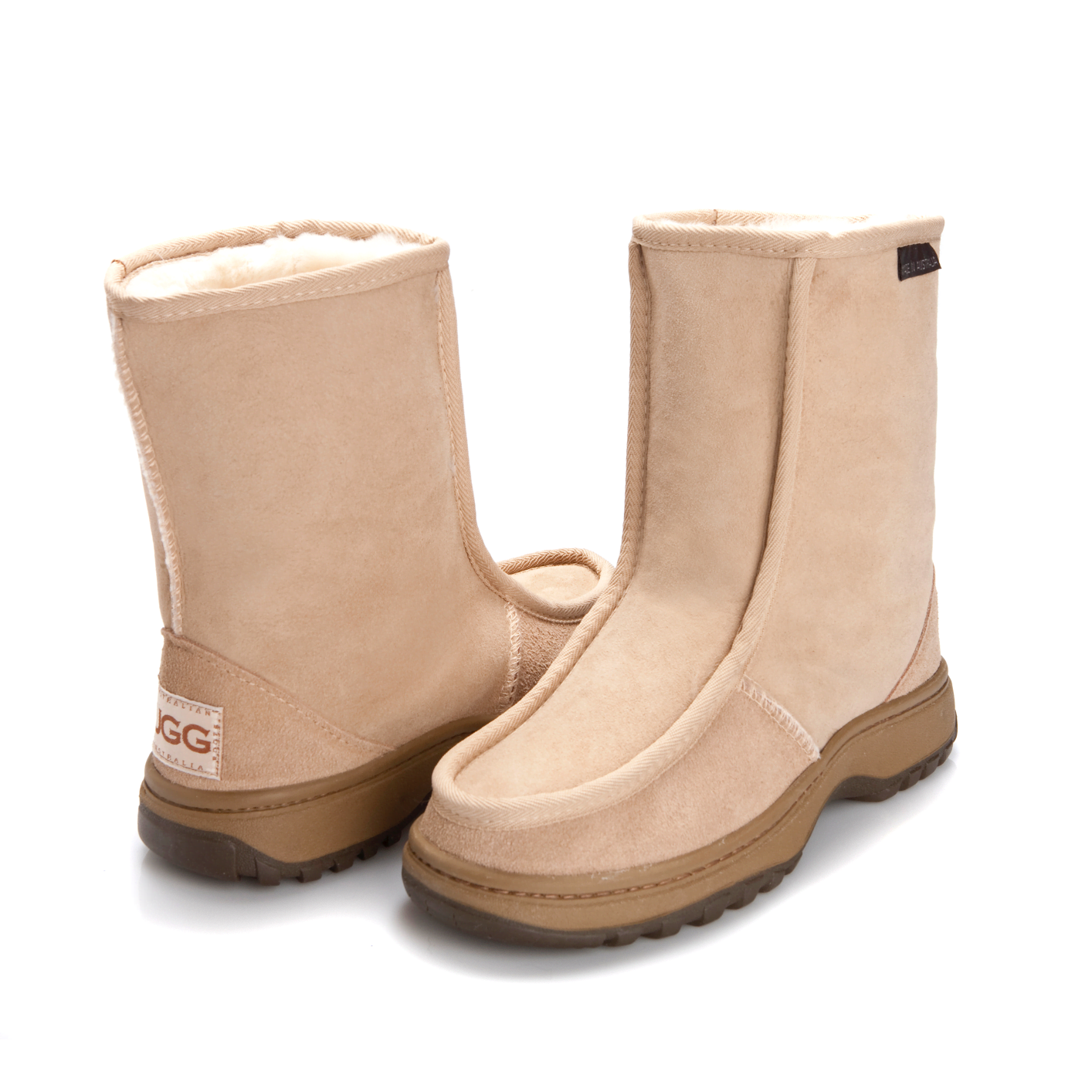 Men's Alpine Boot with outdoor sole - mid calf length in sand colour