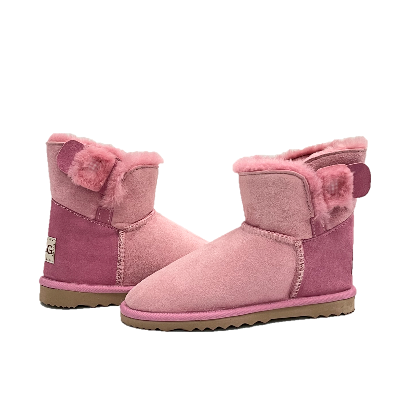 CLEARANCE BELLA CHECK MINI BOOTS PINK - AU WOMEN'S 4