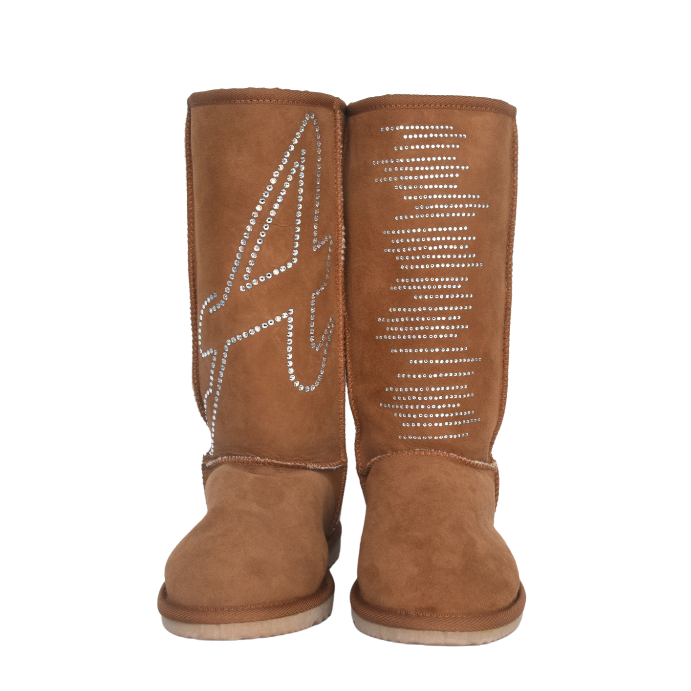 CLEARANCE CLASSIC TALL BOOTS CHESTNUT (with Swarovski 'A' design) - AU WOMEN'S 7 | MEN'S 6