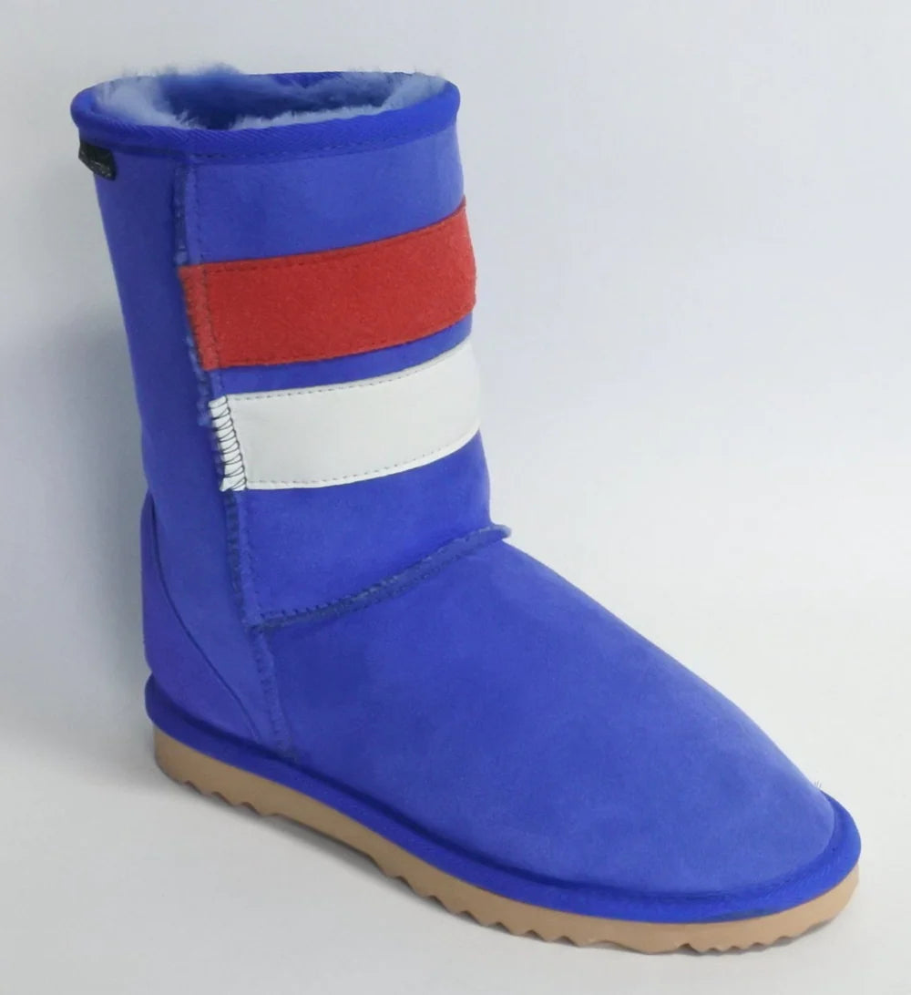Team Ugg Boots - mainly Bright Blue with a red and white stripe across front