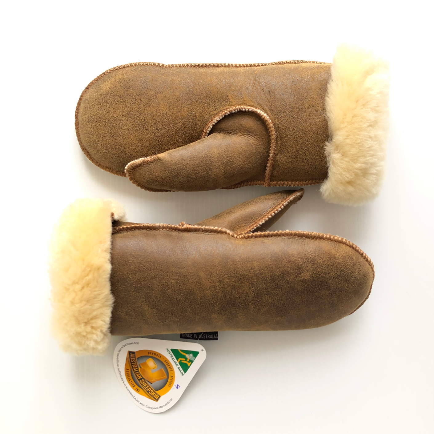 CLEARANCE SHEEPSKIN MITTENS BOMBER CHESTNUT SMALL 17.8cm/ 7 inches