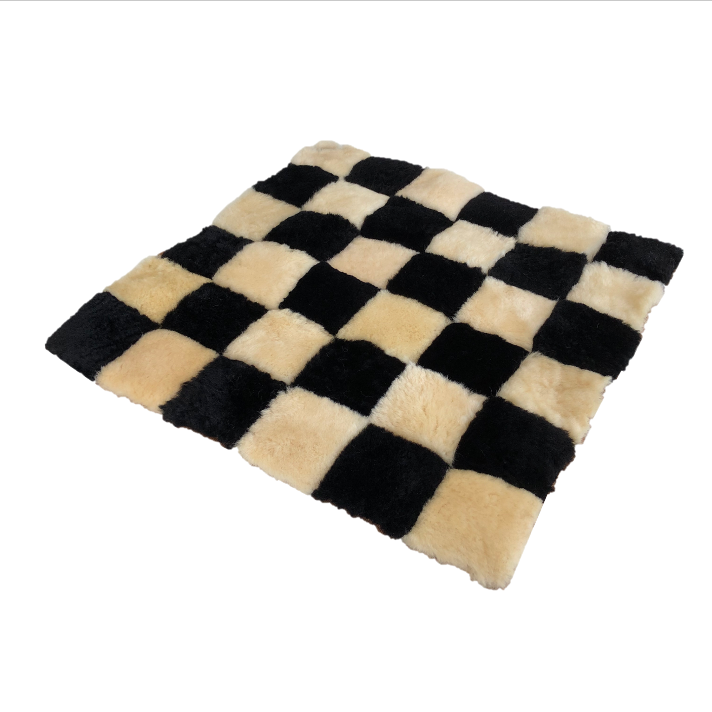 Black and White Check Sheepskin Mat