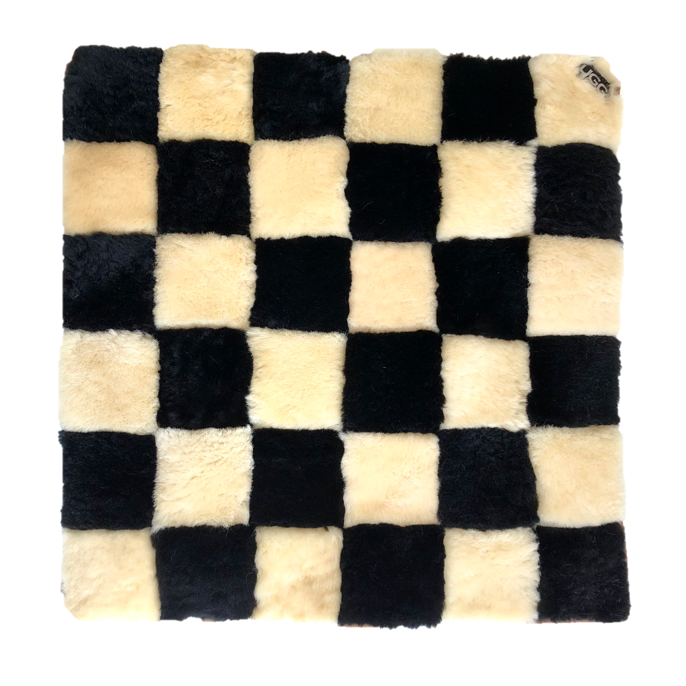 Black and White Checkerboard sheepskin mat