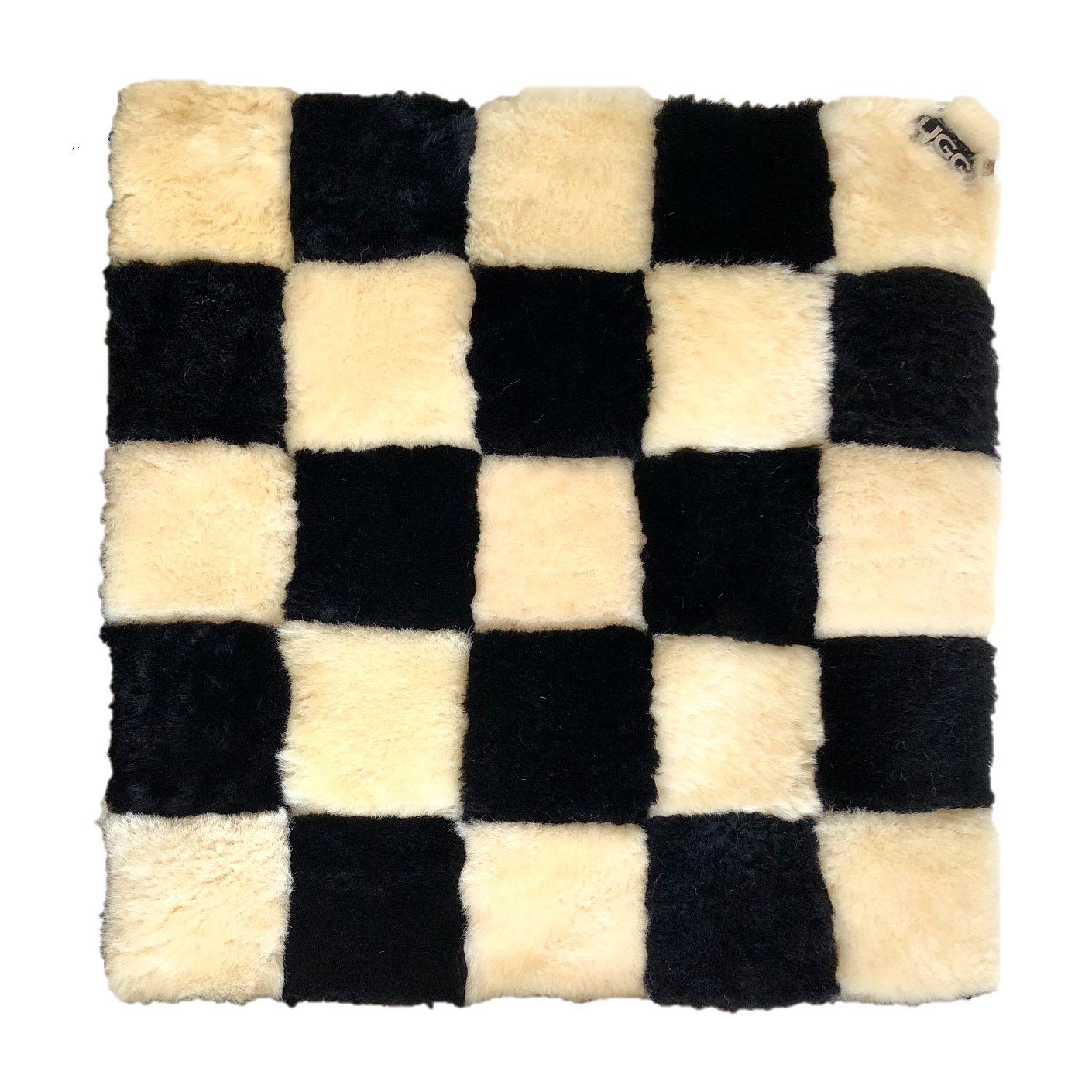 Black and White Checkerboard sheepskin mat. Australian Made.