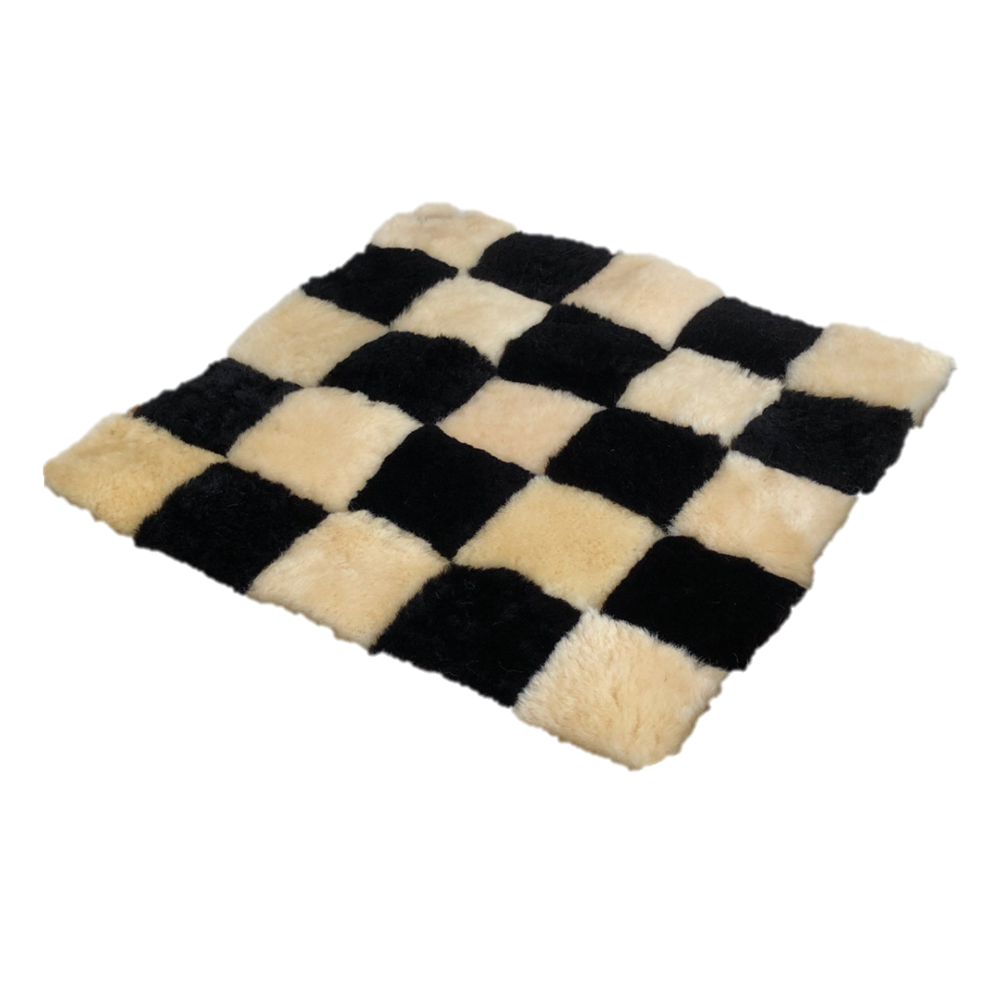Black and White Checkerboard sheepskin mat. Australian Made. 8x8
