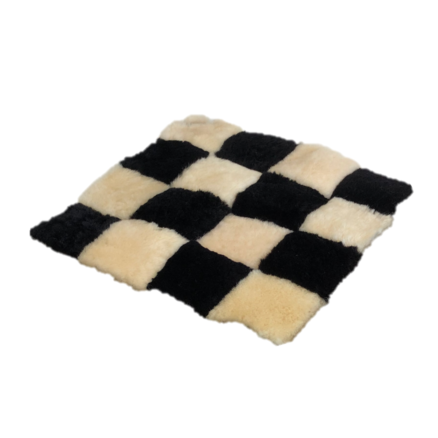 Black and White Checkerboard sheepskin mat. Australian Made. 4x4