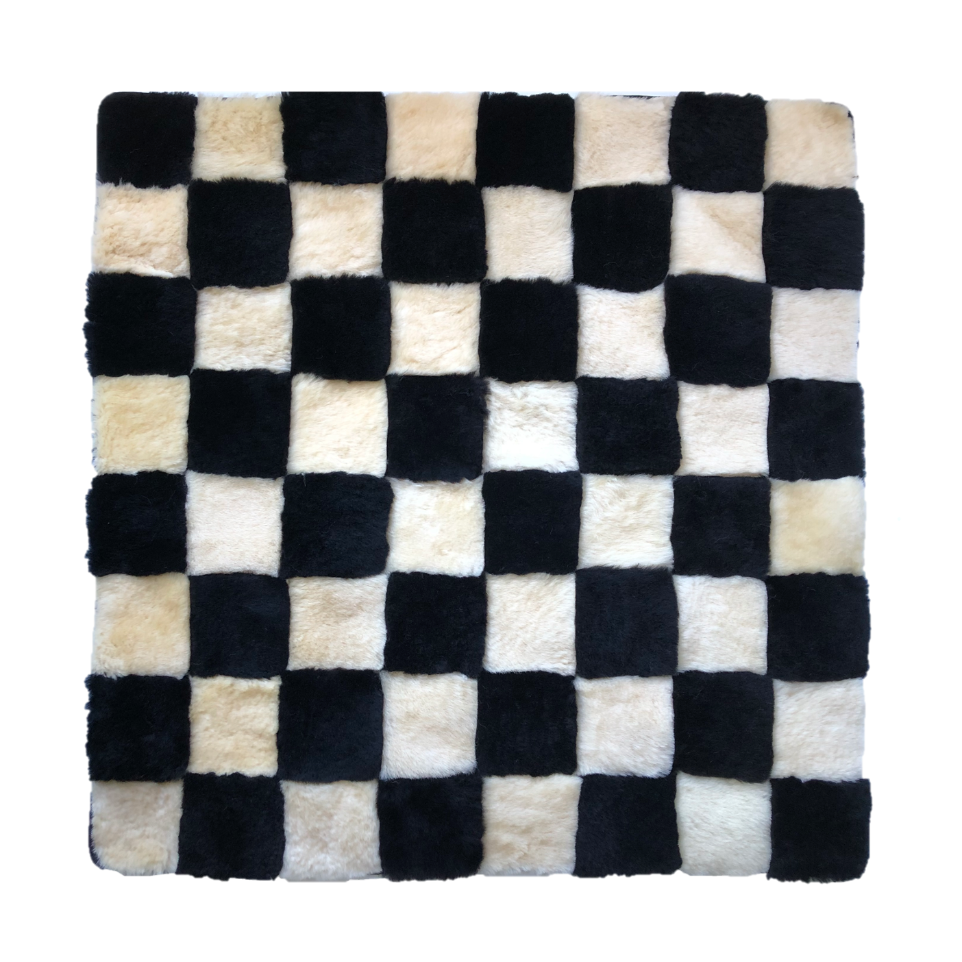 Black and White Checkerboard sheepskin mat. Australian Made. 8 x 8