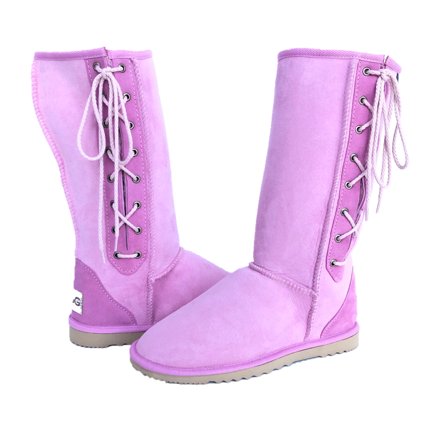 Pink lace up ugg boots hotsell