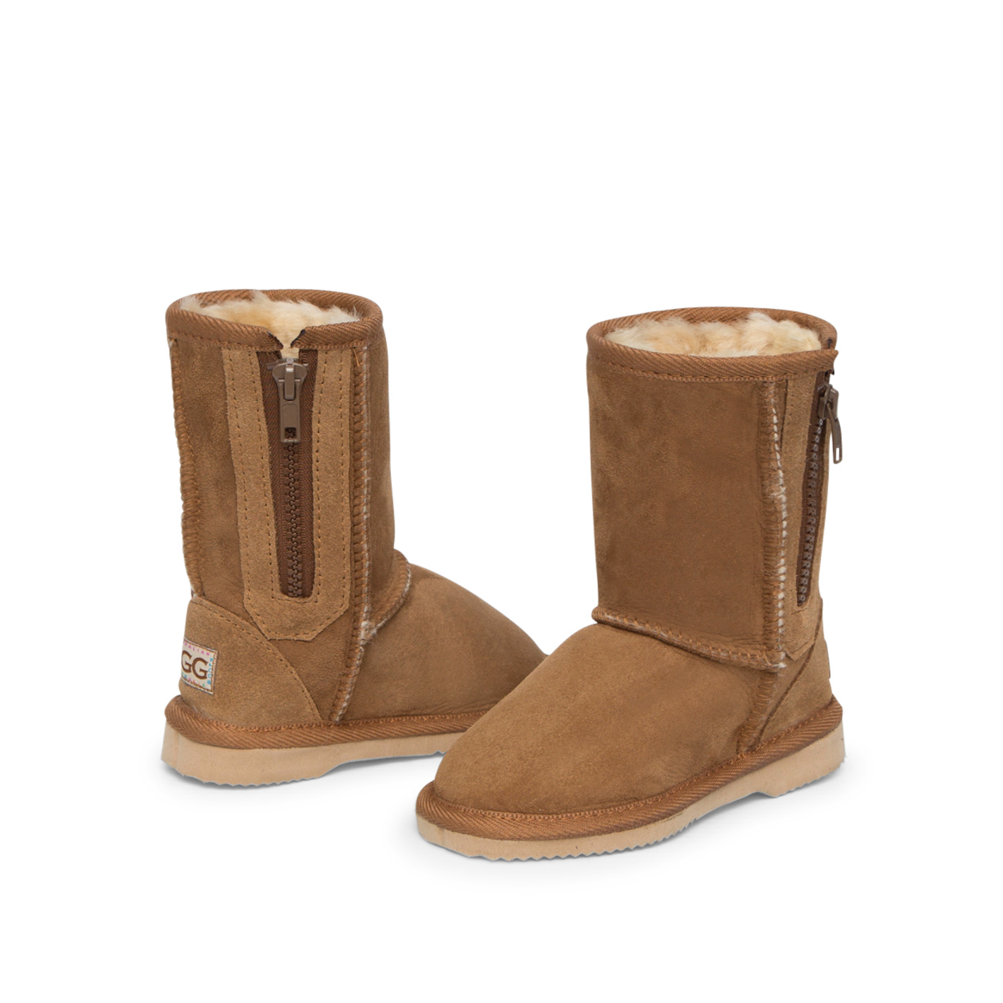 Kid's Breezer Ugg Boots, with a zip in Chestnut.