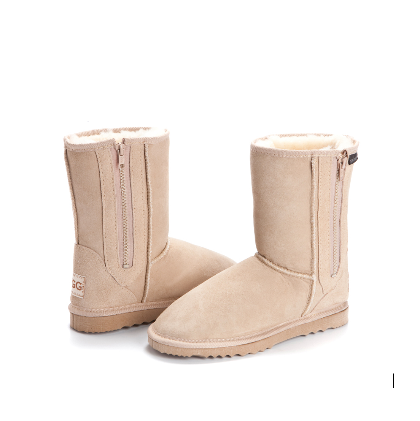 Kid's Breezer Ugg Boots, with a zip in Sand Colour