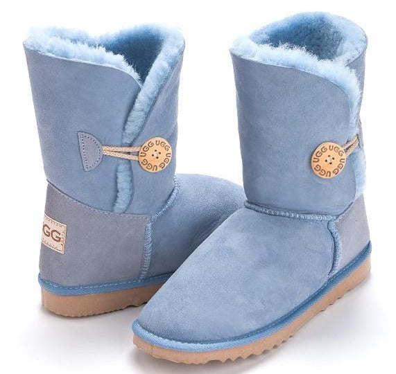 Denim Blue Bella Button Boots short boots with circle button