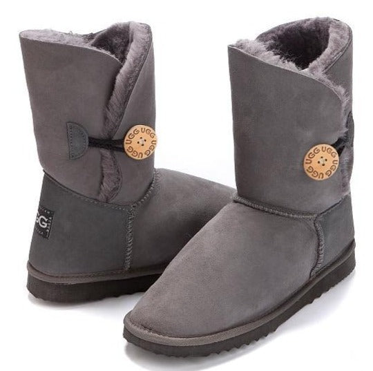 Grey Bella Button Boots short boots with circle button