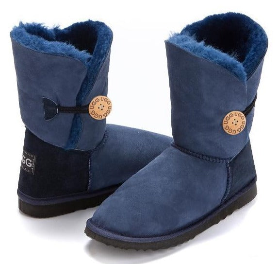 Navy Blue Bella Button Boots short boots with circle button
