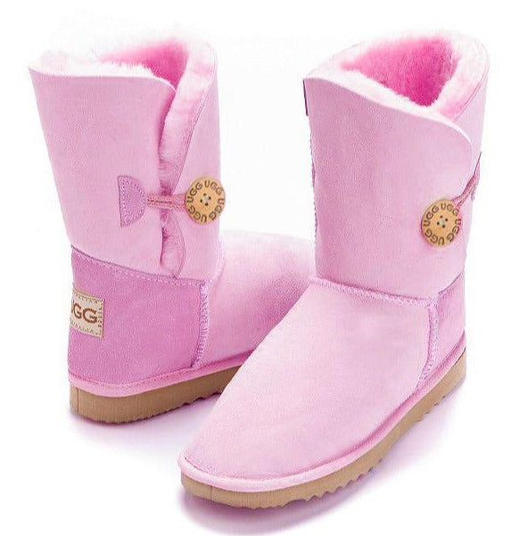 Pink Bella Button Boots short boots with circle button