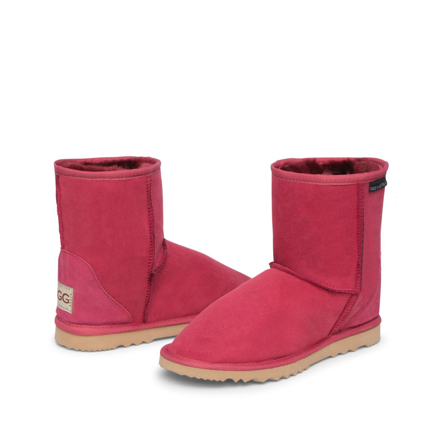Pair of burgundy classic short ugg boots