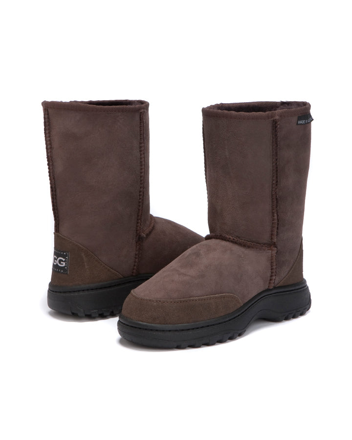 Chocolate coloured short outdoor Ugg Boots with durable sole